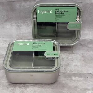 Figmint Food Storage Container 3 Cup Sage Green Leakproof NWT Lot Of 2